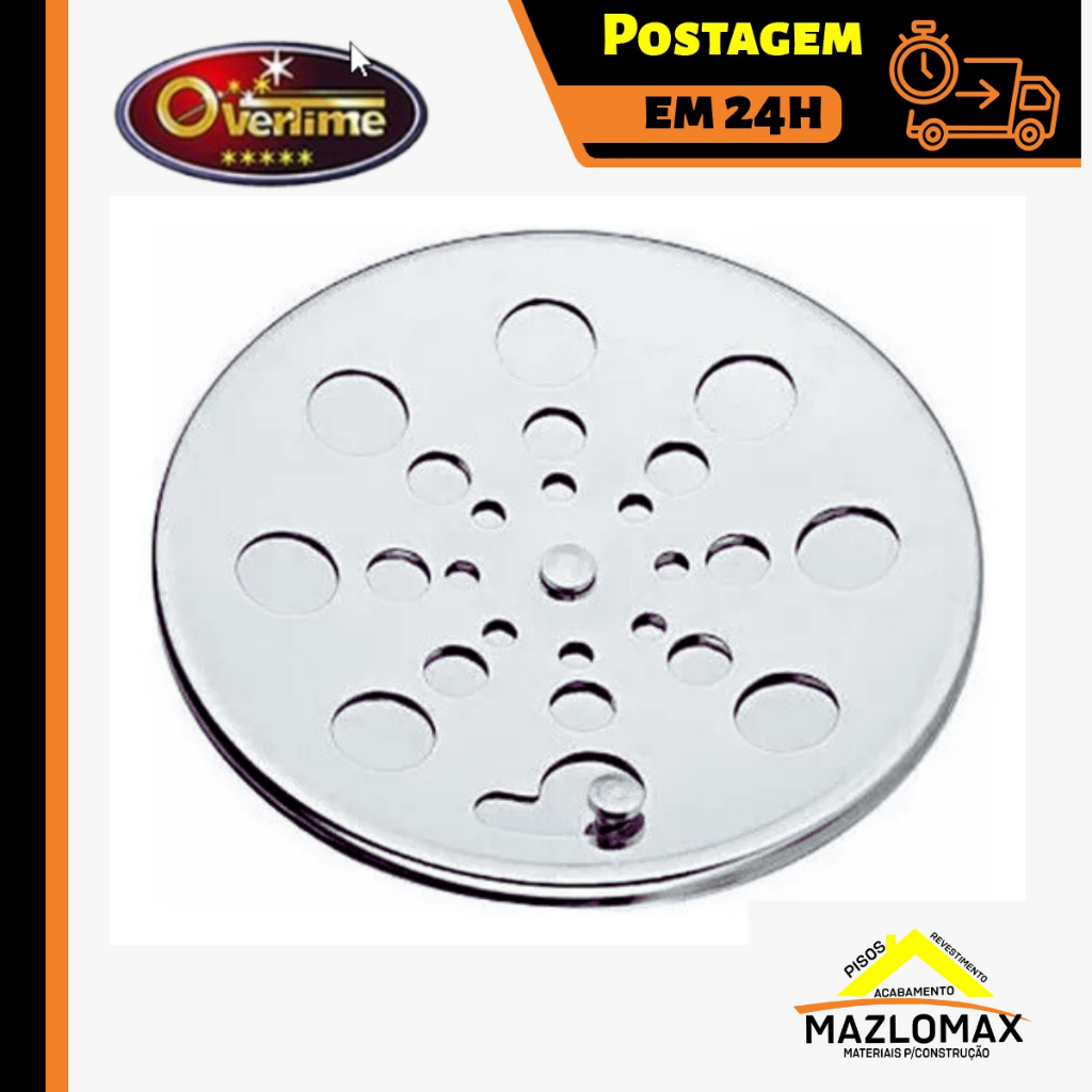Ralo Tampa Grelha Abre e Fecha de Aço Inox para Porta Grelha de 10x10/15x15 Redonda C/Fecho Overtime