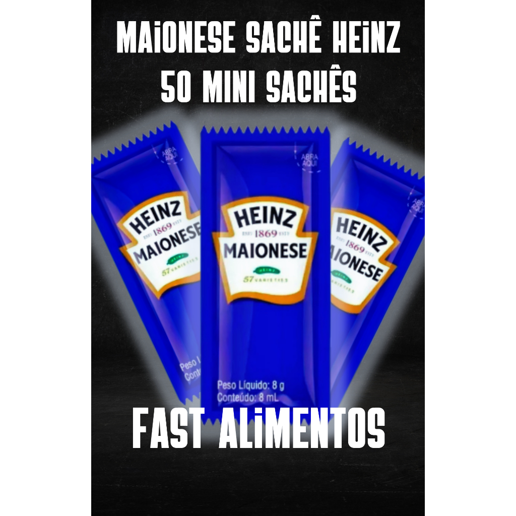 Maionese Sachê Heinz 7g - Kit com 50 Sachês - Ideal para Lanches, Delivery e Restaurantes