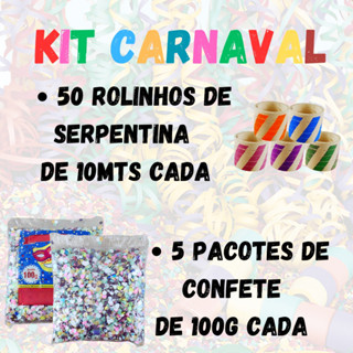 KIT CARNAVAL Confete Serpentina Coloridos Biribinha Diversão Folia em Oferta na Shopee