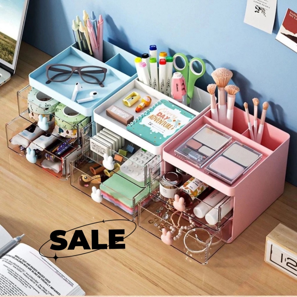 Organizador Porta Coelhos Fofo Gaveta Treco Maquiagem De Mesa Pequeno Multifuncional Estilo Minimalista