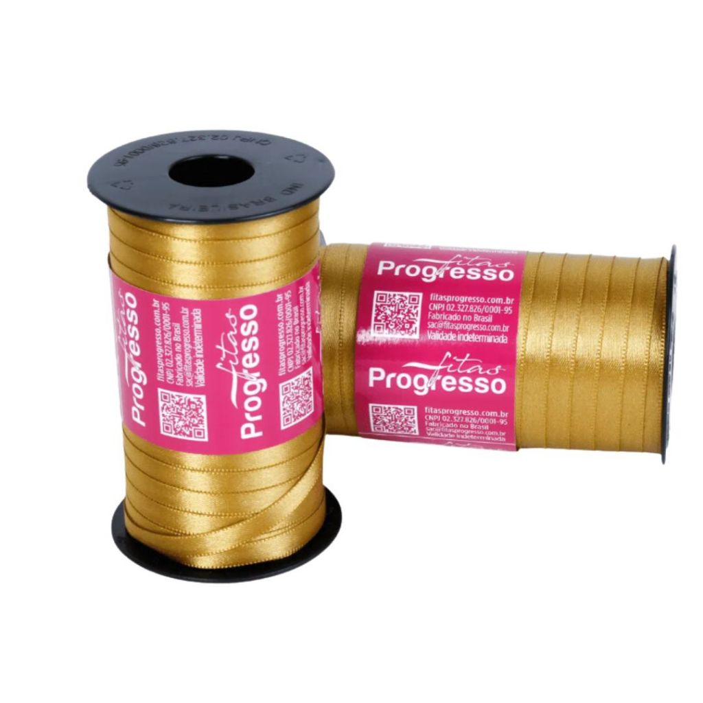 1~4 Fita de Cetim Dourado 100 Metros 7Mm - Cód-1353