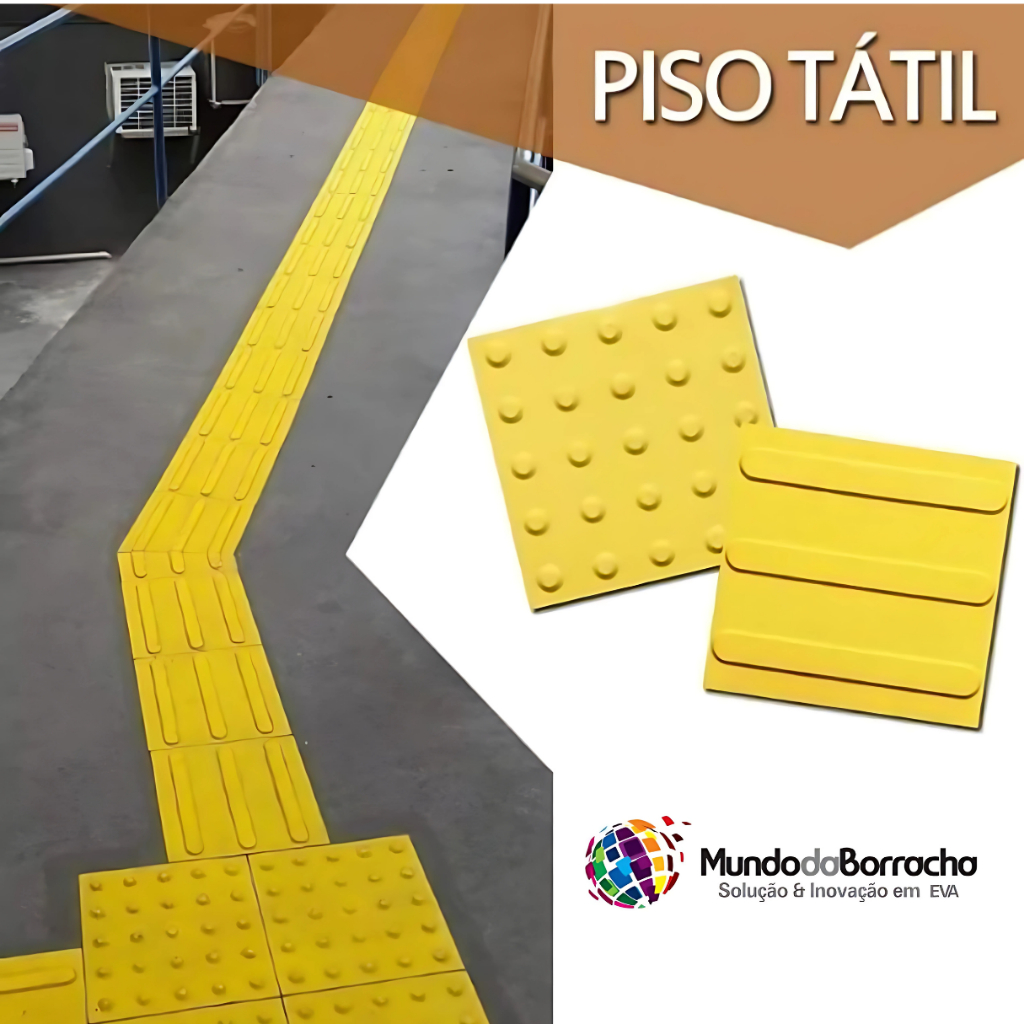 Piso Tátil ALERTA / DIRECIONAL - kit 16 peças - PVC 25x25cm - Acessibilidade Piso de Segurança Chão