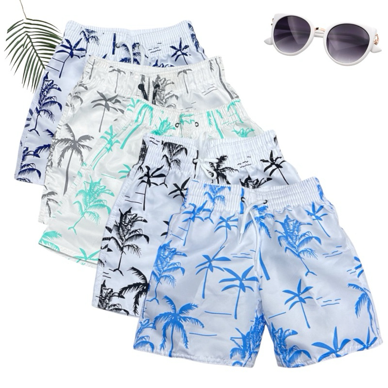 Short Praia Menino Infantil Estampa Coqueiro Com Elástico Juvenil em Oferta na Shopee