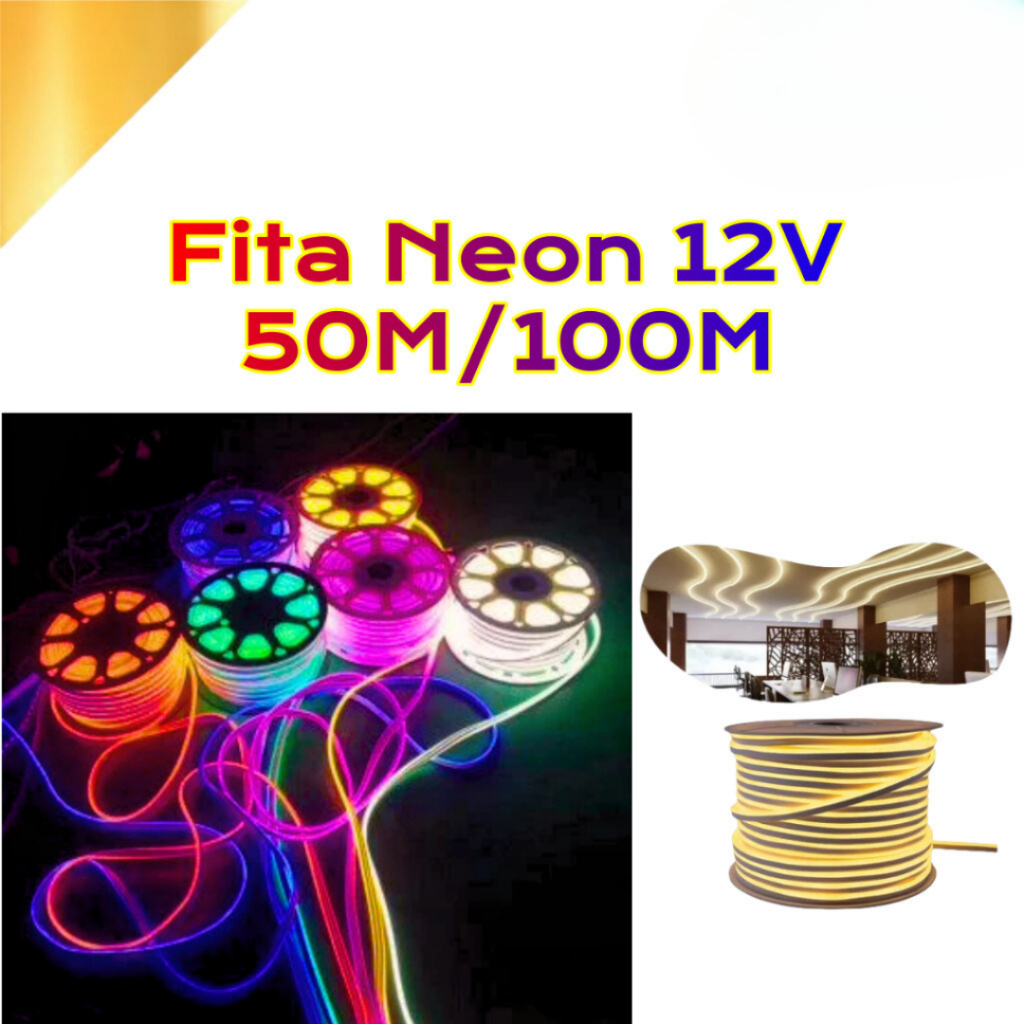 Mangueira Neon 12V 50M 100M Super Led Luz Natal Letreiro  Fachada Loja Comercio Gamer LED Flex Light