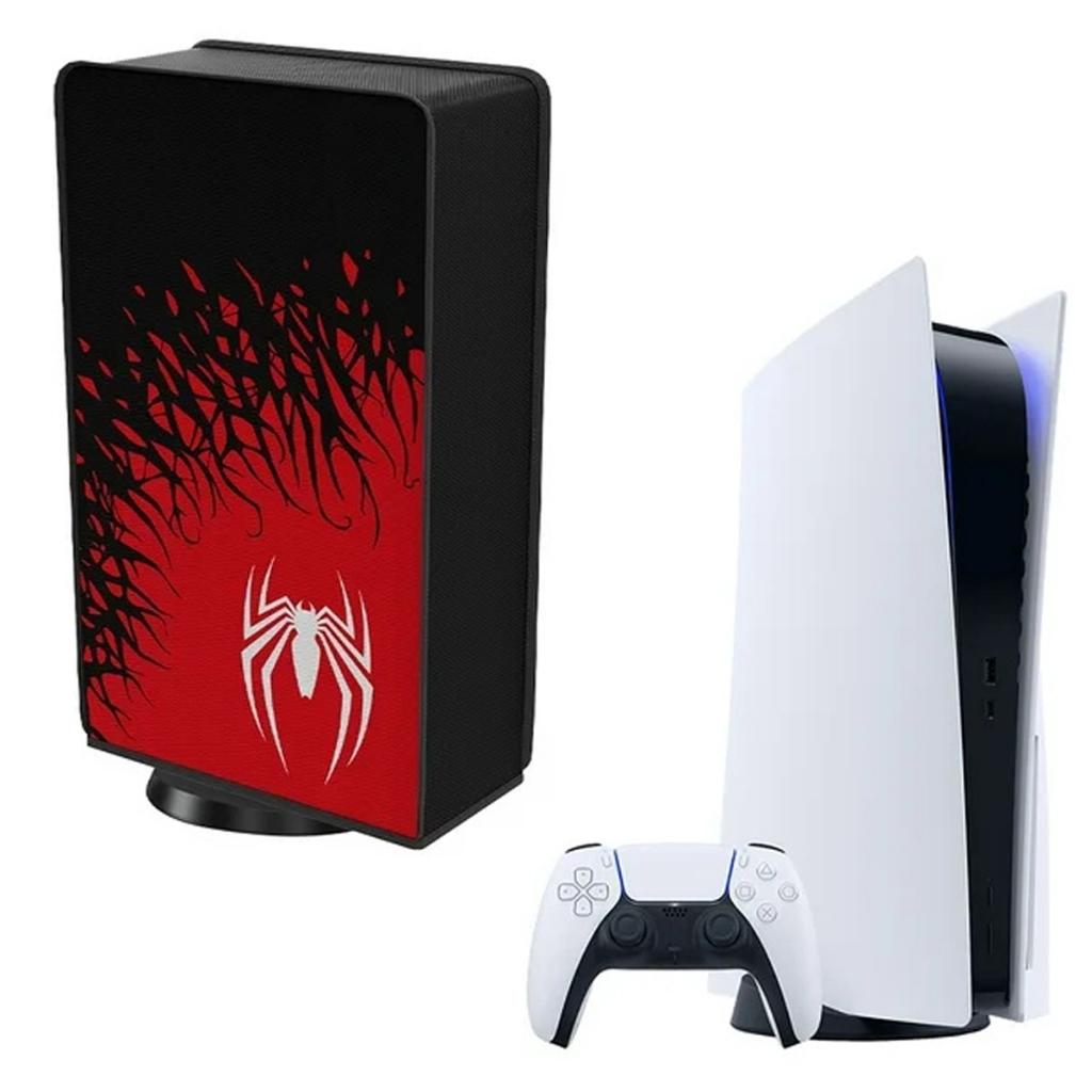 Capa Case Protetora Spider Man Lavável Anti Poeira para Ps5 Fat Slim Homem Aranha Proteção