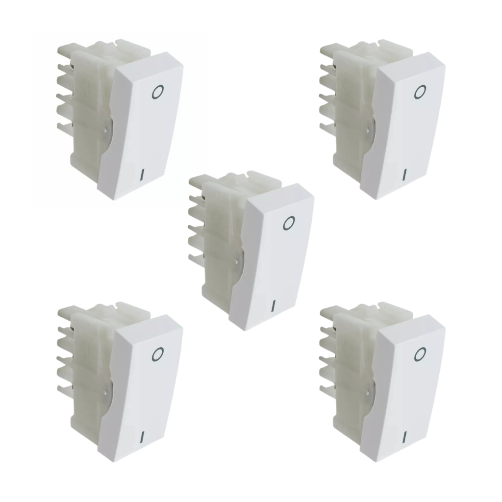 Kit c/ 5 Módulos Alumbra Inova Pro Branco Interruptor Bipolar Simples  85014
