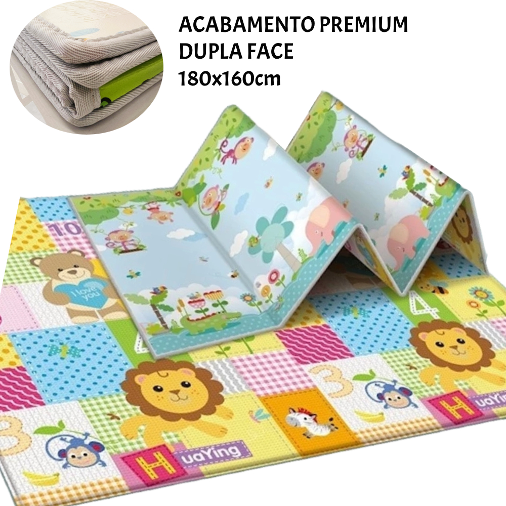 Tapete Térmico Infantil Dupla Face Acabamento Premium Grande 1,80x1,60cm - Anti Derrapante Dobrável Tatame de Atividades em Oferta na Shopee