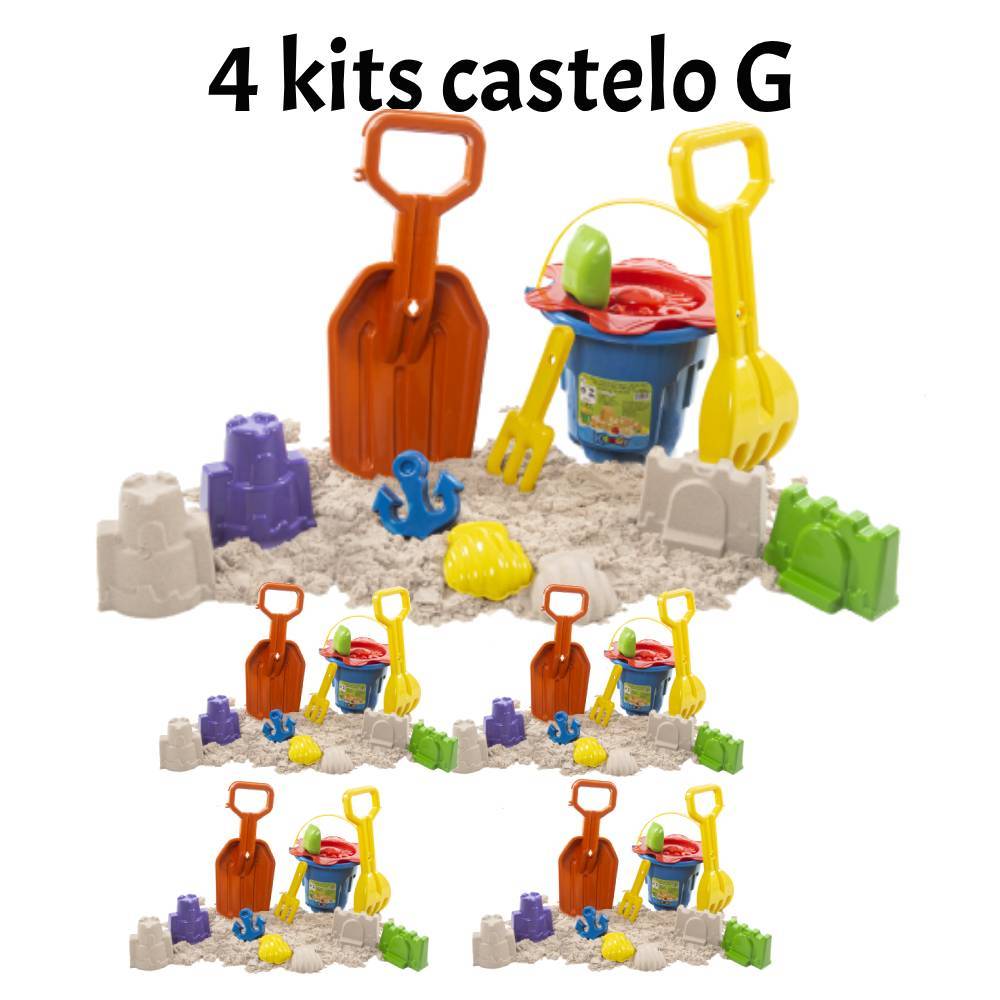 4 kits de Baldinho Infantil de Praia - Reino de Areia G: A Magia dos Castelos! em Oferta na Shopee