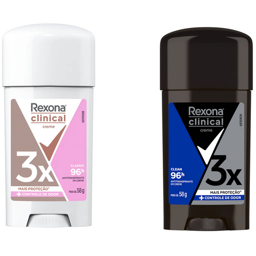 KIT REXONA CLINICAL C/2 DESODORANTE ANTITRANSPARENTE 1MEN 1CLASSIC 2UND TOTAL