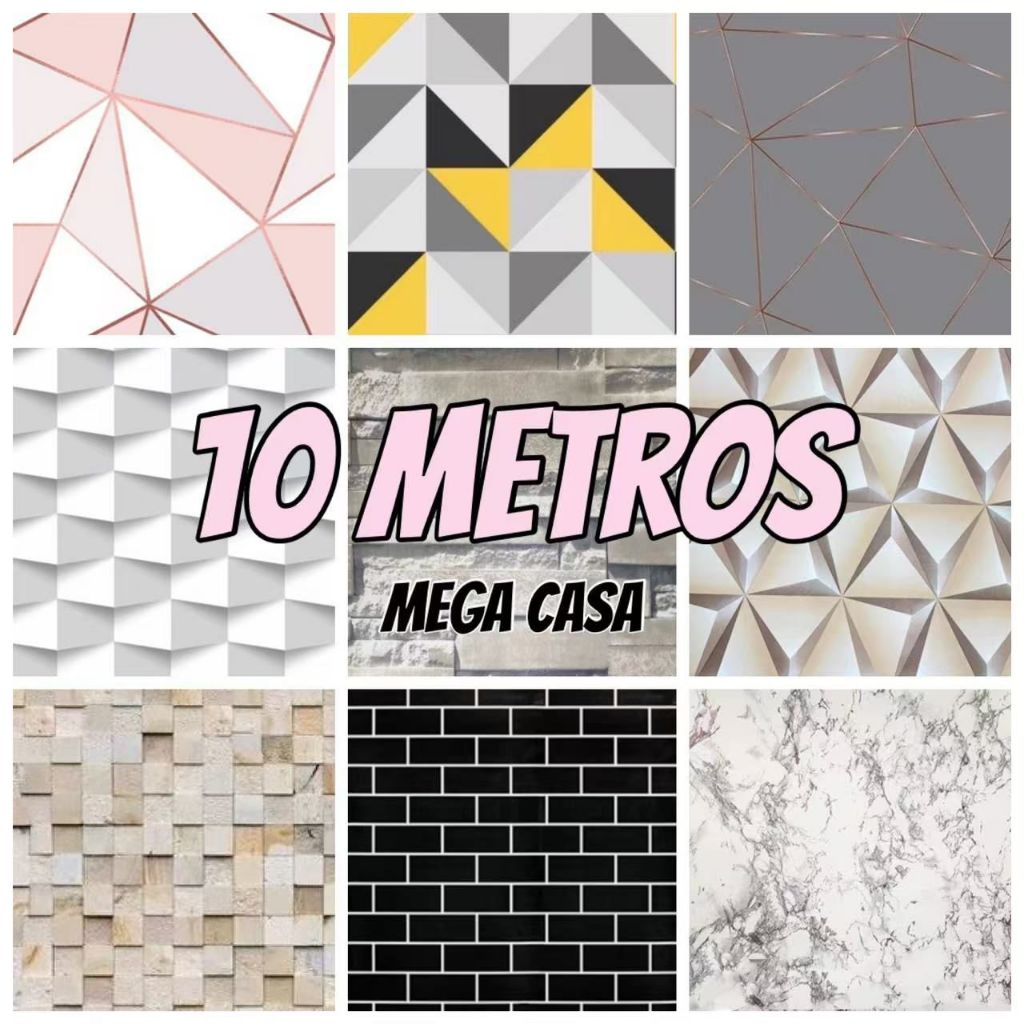 Papel de Parede Modelo 3D 10 METROS x 45CM Adesivo Autocolante para Sala, Quarto Decorado em Oferta na Shopee