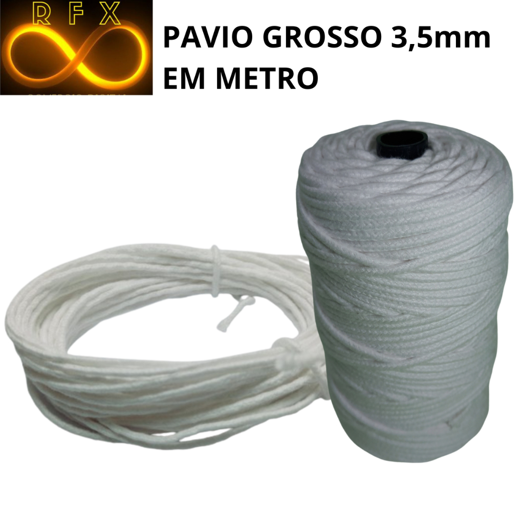 Pavio grosso 3.5mm para velas decorativas 100% algodão em metro sem cobre C2010