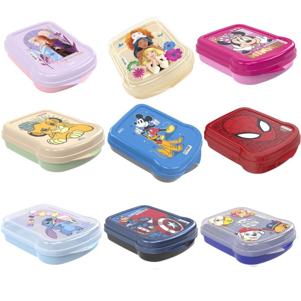 Sanduicheira Porta Sanduiche de Plastico infantil Minnie Princesas Homem Aranha Stitch Rei Leão em Oferta na Shopee