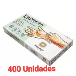 Luva Sem Pó TPE Transparente Kit 400 /200 ou 100 und