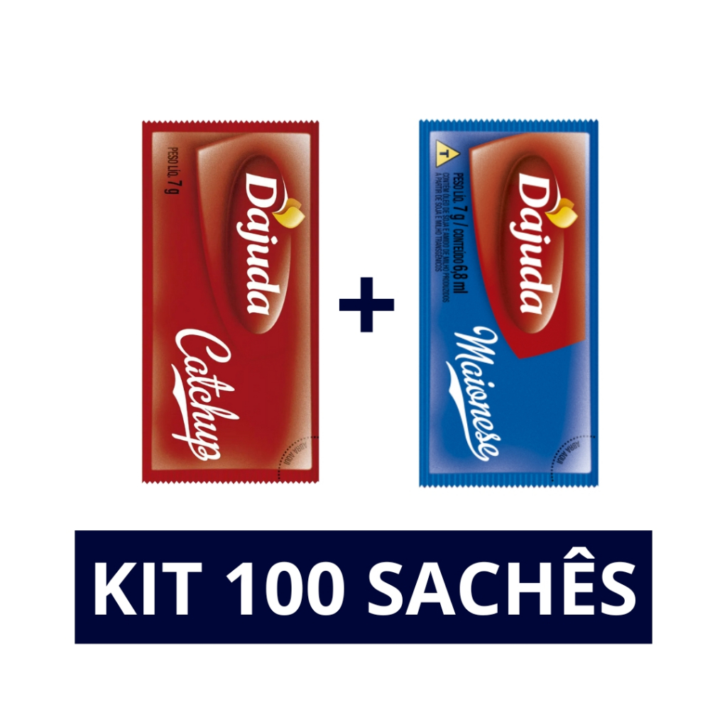 Kit Catchup e Maionese D'ajuda 100 Sachês p/ Lanches Fast Food Hot Dog Lanchonete Hamburgueria em Oferta na Shopee