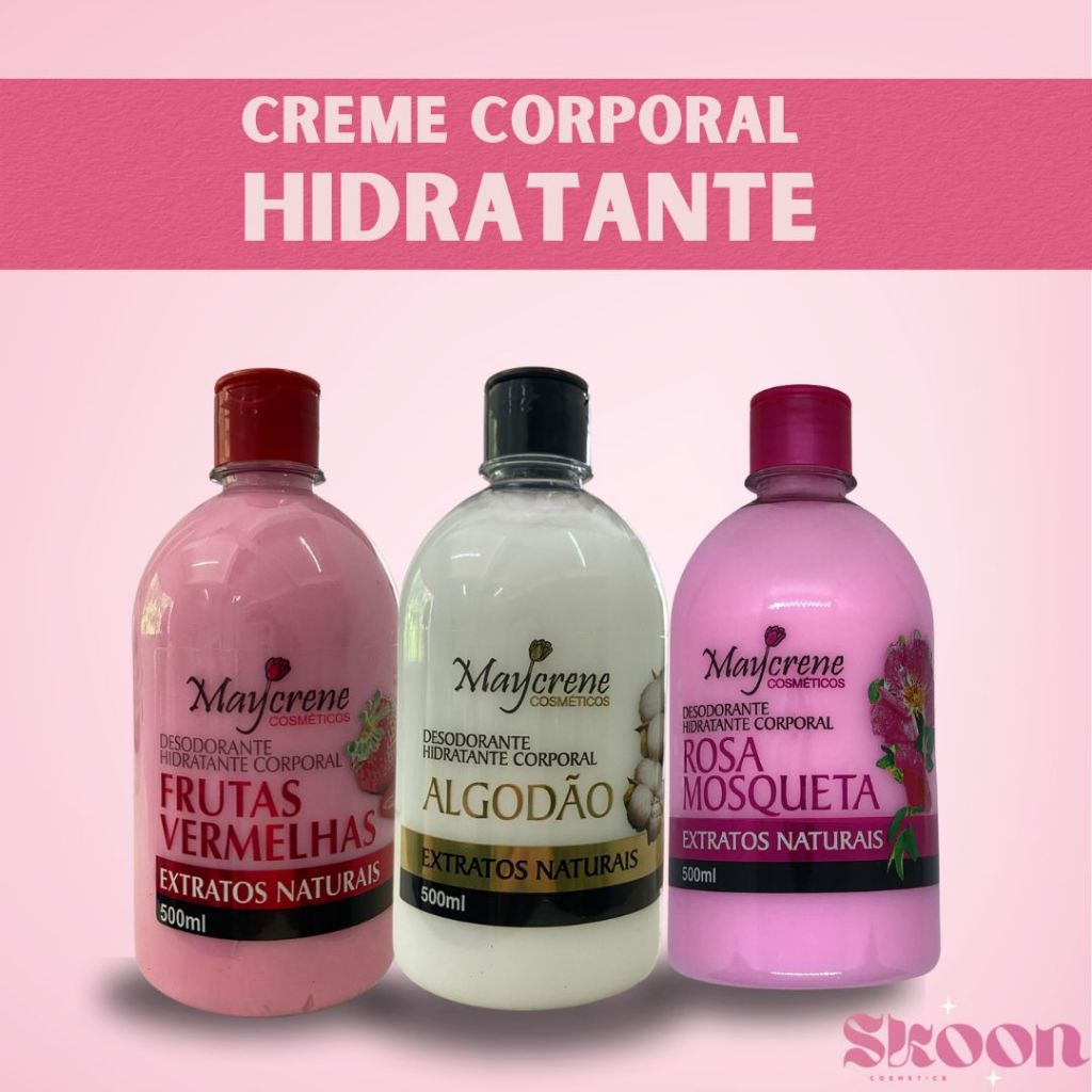 Kit 3 Desodorante Maycrene Hidratante Corporal Cheiroso Loção Dia a Dia