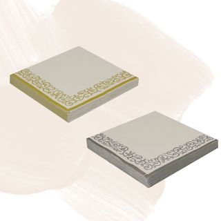 Guardanapo De Papel Folha Dupla 33Cm 20 Unidades Borda Estampa De Ramos Silver Festas