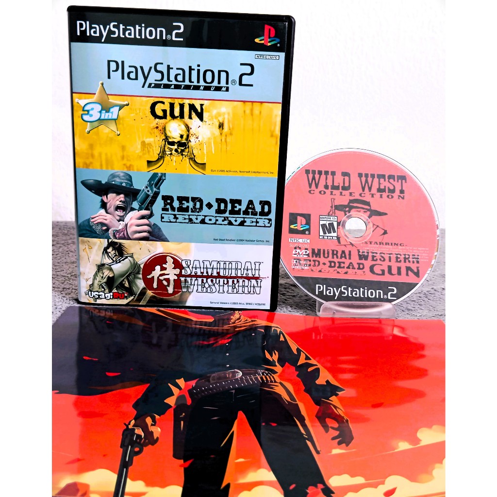 Coletânea Velho Oeste 3 Jogos: Red Dead Revolver + Gun + Samurai Western para Play 2 Mídia Física
