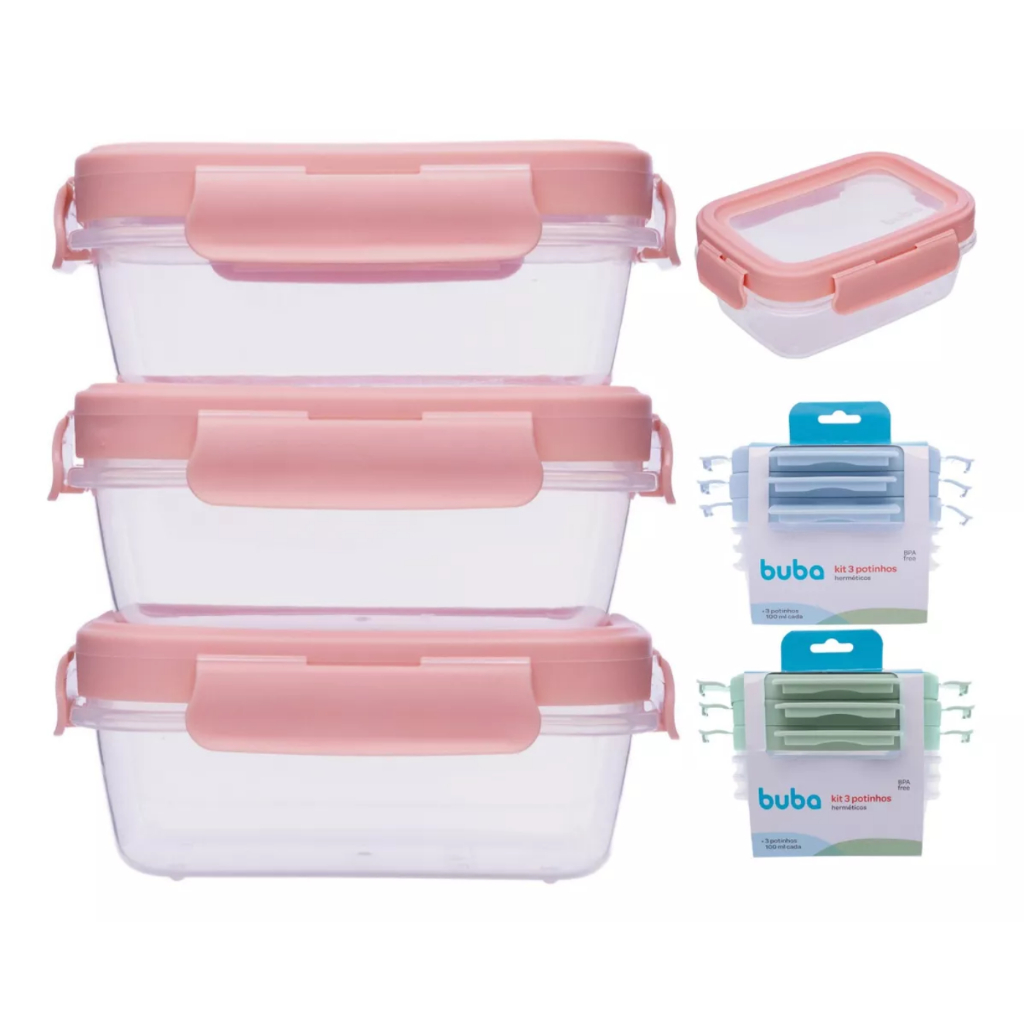 Kit 3 Potes Potinhos Herméticos Papinha Bebê Congelar Armazenar Alimento - Buba 100ml
