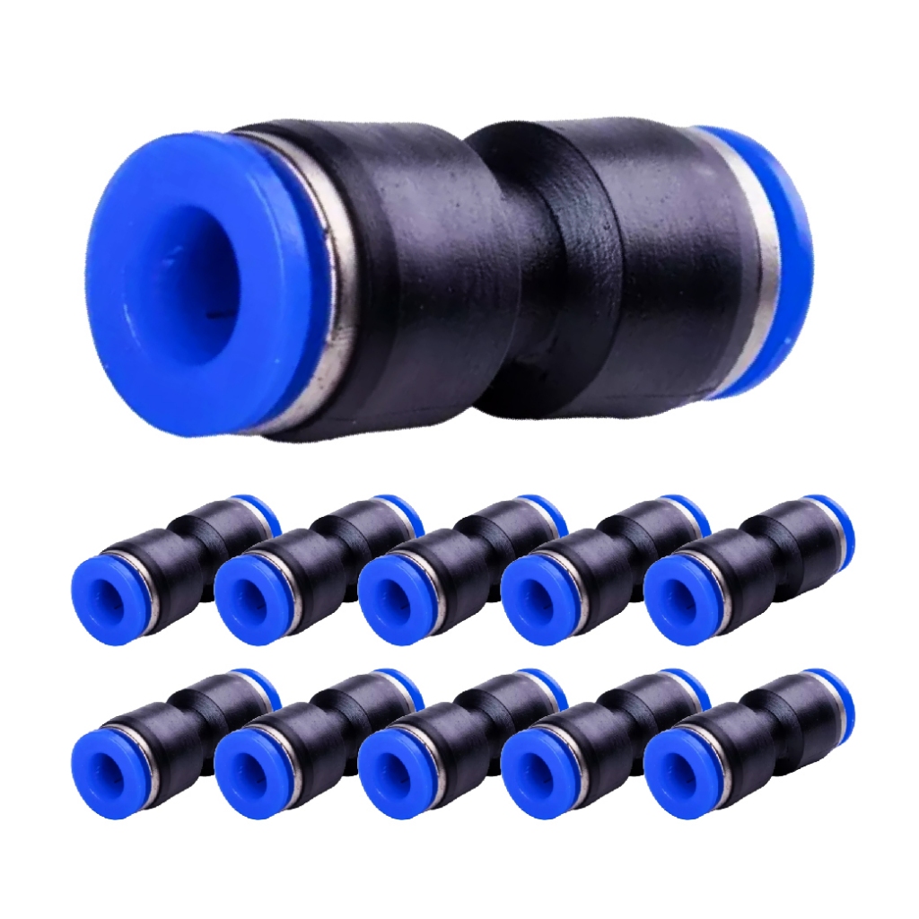 Kit 10 União Emenda Reta Pu 8mm Pneumática Engate Rápido