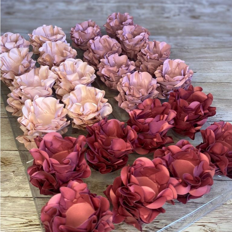 120 forminhas para doces finos COMBINAÇÕES cores PESSEGO + ROSA CHA + MARSALA modelo flor  luxo em Oferta na Shopee