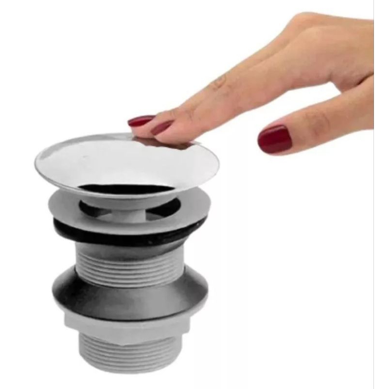 Válvula Click ABS Com Tampa Inox Para Cubas Porcelana e Vidro - Ralo click para cuba em Oferta na Shopee