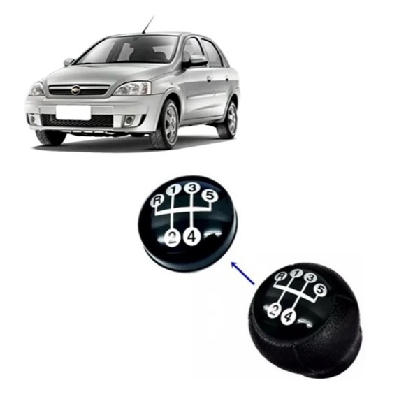 Tampa Emblema Bola Manopla Cambio Corsa/Celta/Astra/Zafira/Vectra/Novo Corsa/Meriva/Montana  Preta