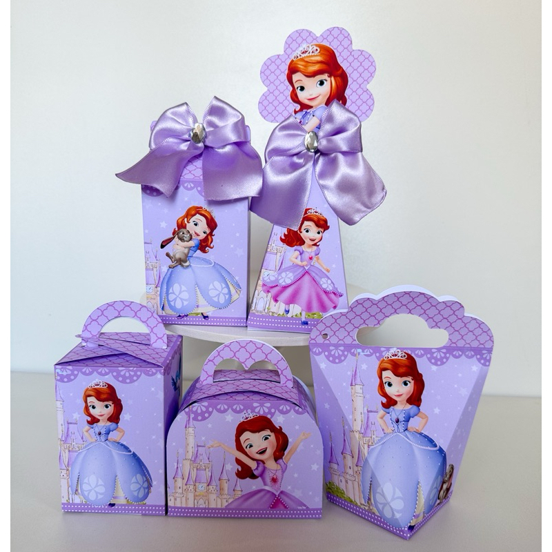 Kit Personalizados Princesa Sofia Pegue e Monte Lembrancinha Caixinha (Informe Nome e Idade no Chat)