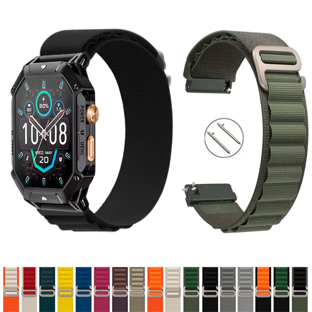 Pulseira 22mm De Nylon Alpinista para Haylou Iron N1 Macia Leve compativel Smartwatch pinos Engate Rapido
