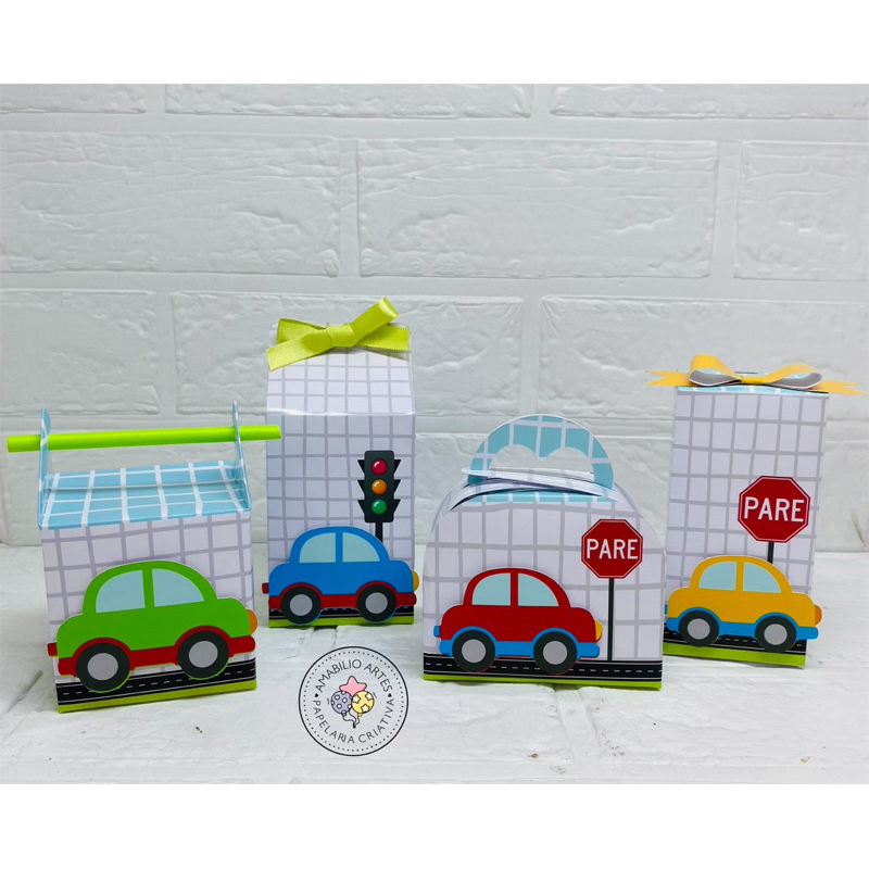 Kit Festa 3D Carrinhos Carros Meios de Transporte Vrum Vrum - Caixinhas Personalizadas - Lembrancinha para festas