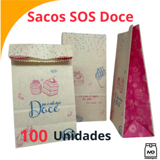 SACO KRAFT SOS PP, P E G TEMA DOCE DOCERIA DOCINHOS COOKIESC/ 100 UNIDADES DIVERSOS TAMANHOS em Oferta na Shopee