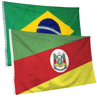 Bandeira Do Rio Grande Do Sul + Do Brasil 145cm por 90cm Tecido de Poliéster em Oferta na Shopee