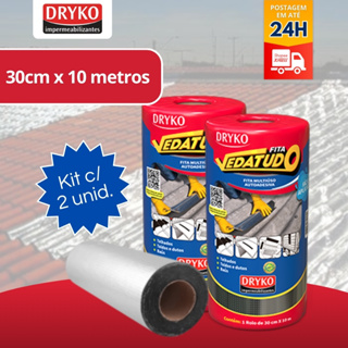 Kit 2 Manta Asfaltica Fita Vedatudo Autoadesiva Impermeabilizadora Aluminizada 30cm x 10m em Oferta na Shopee