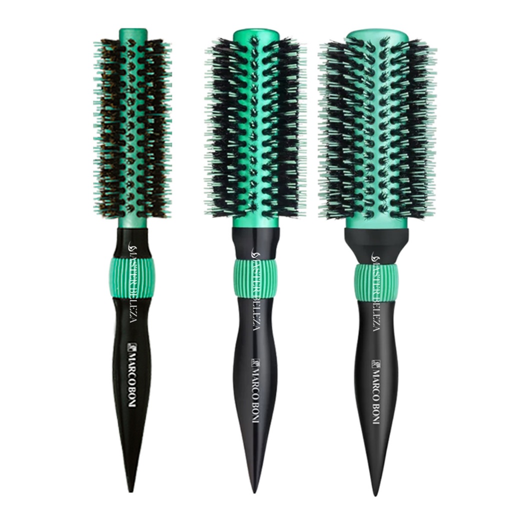 Kit 3 Escovas Profissionais Thermal Metallic Class Verde