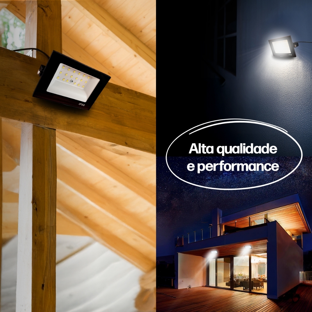 REFLETOR LED BIVOLT COM SENSOR DE PRESENÇA PROVA D'AGUA LUZ BRANCO FRIO 20W 30W 50W