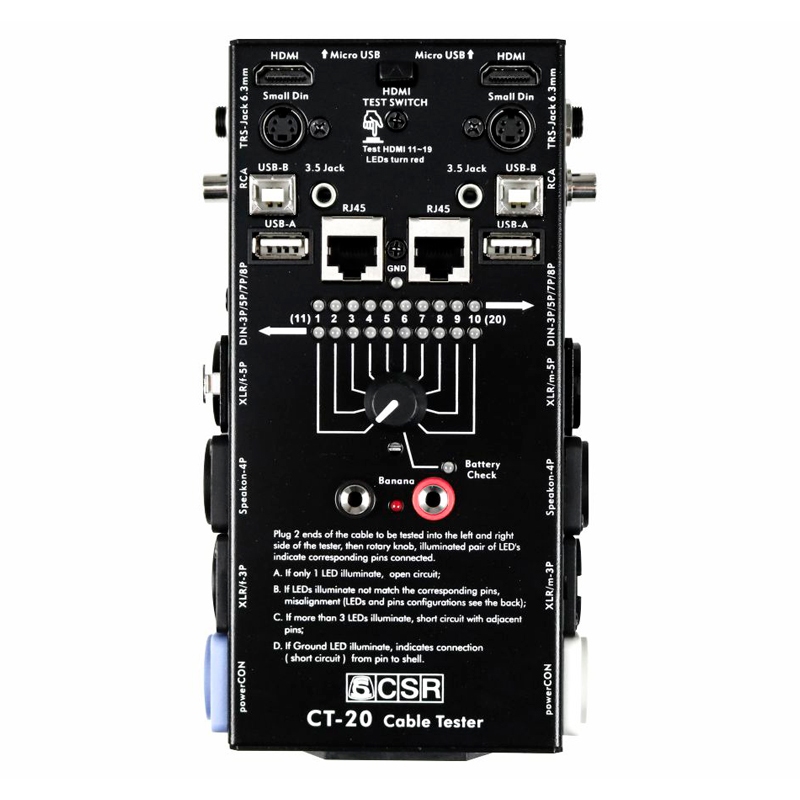 Testador De Cabos De Áudio E USB HDMI CT20 CSR Profissional