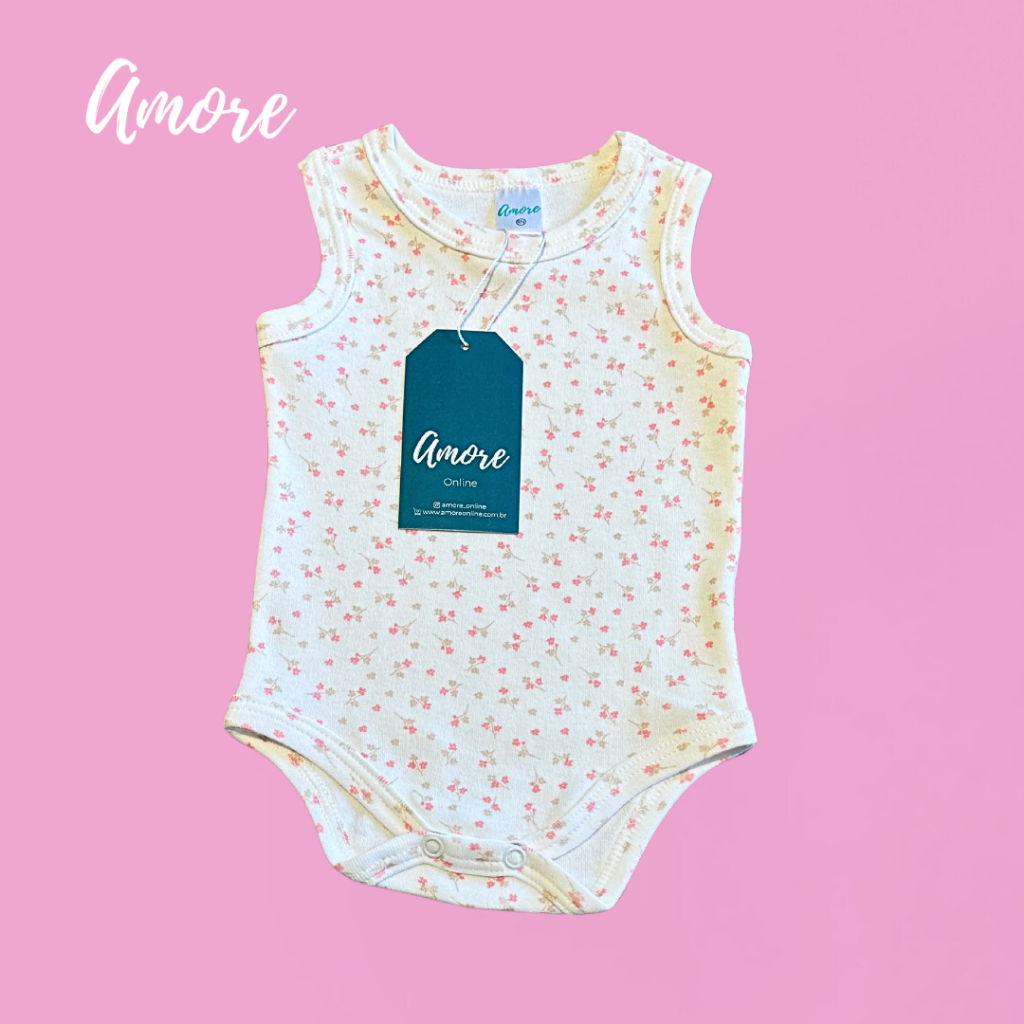 Roupa de Bebê Body Regata Florzinha Suedine - 100% Algodão em Oferta na Shopee