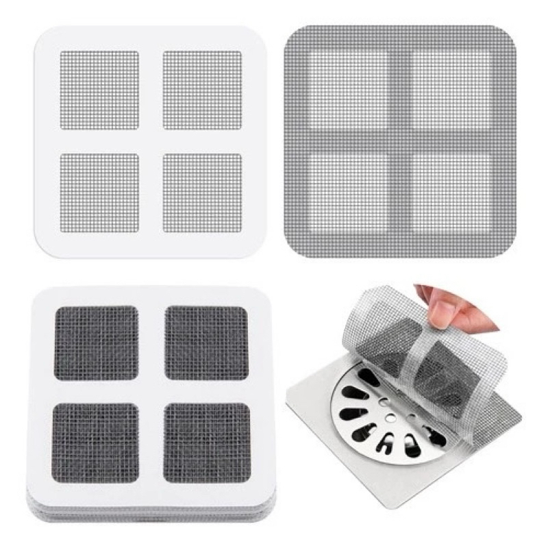 Kit 10/20/30/50 Tela Protetora Filtro Adesivo Para Ralo Banheiro Cozinha Coletor De Cabelo