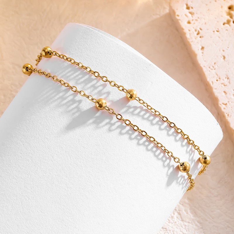 18K titânio aço leve luxo simples pulseira de corrente dupla joias requintadas em Oferta na Shopee