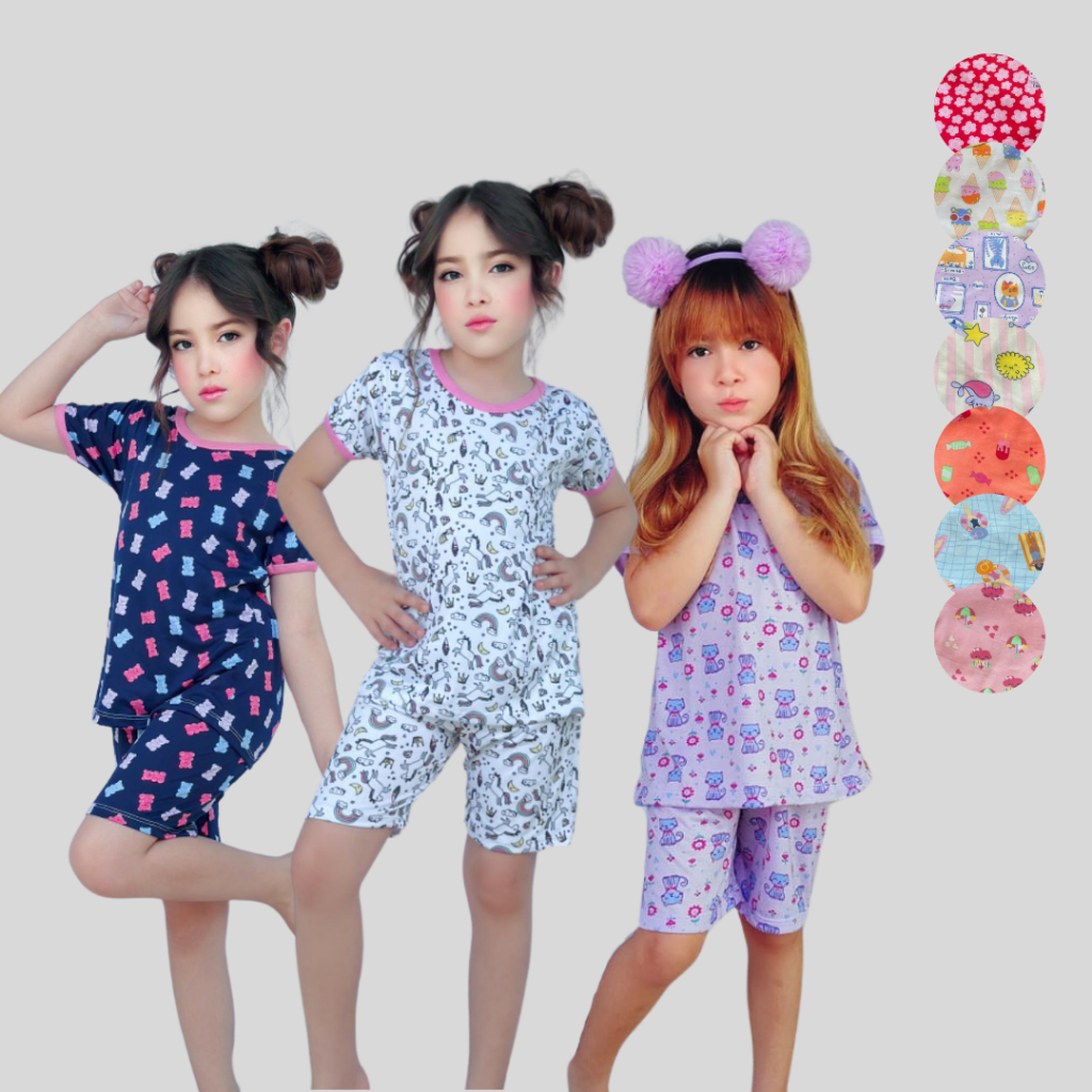 Pijama Infantil Feminino Manga Curta - Veste de 1 a 13 Anos