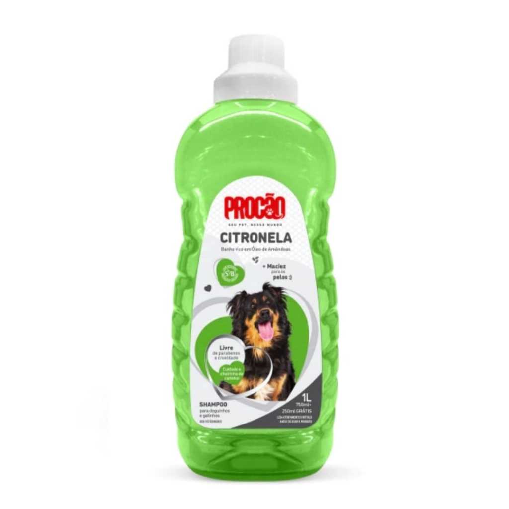 SHAMPOO PET DOG CITRONELA (1 LITRO) PERFUMADO PROCÃO