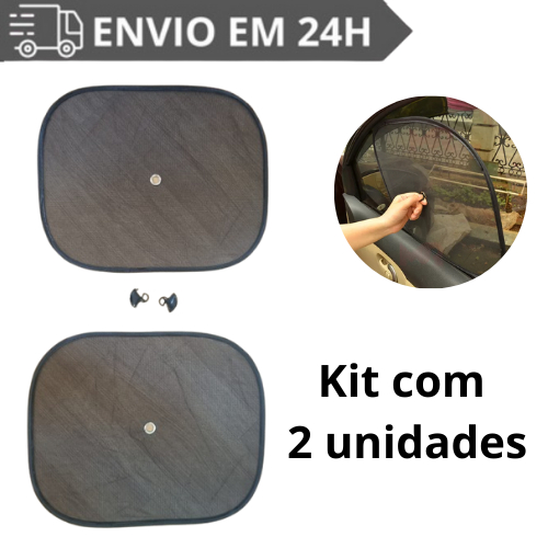 Kit Com 2 Protetor Solar Para Carro Vidro Lateral Dobrável Automotivo Veicular Quebra Sol