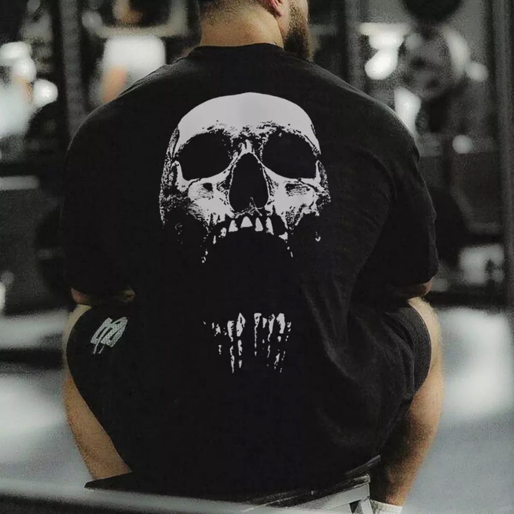 Camisa Bum Caveira Camisão Larga Musculação Academia Bodybuilder Oversized Premium