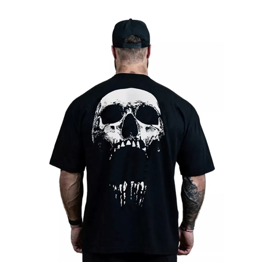 Camiseta Bum Caveira Larga Musculação Academia  Bodybuilder Oversized Treino Premium