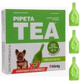 Anti Pulgas Pipeta Tea Konig Para Cães De 0,6 Kg Á 5kg com 3 Pipetas em Oferta na Shopee