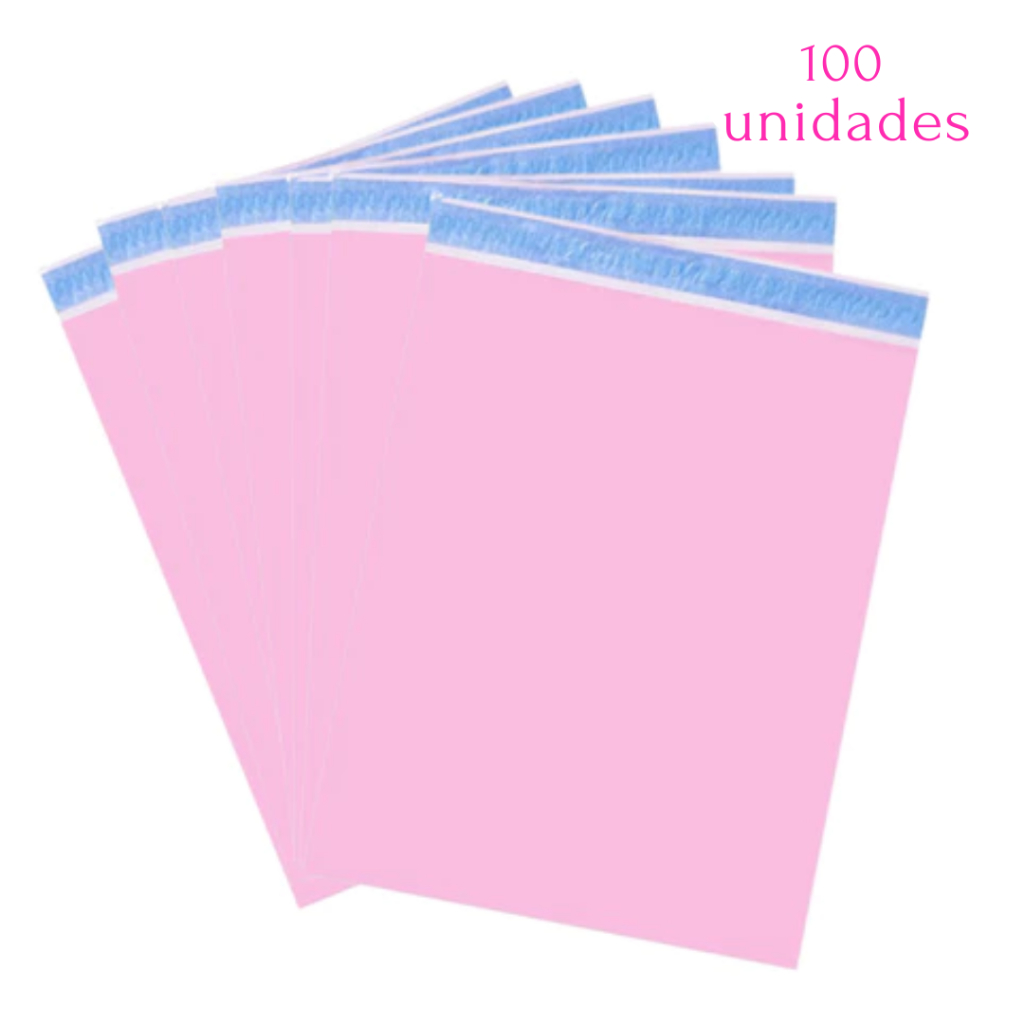 100 Envelopes Rosa 45x50cm Plástico Inviolável Correio Sedex e-commerce