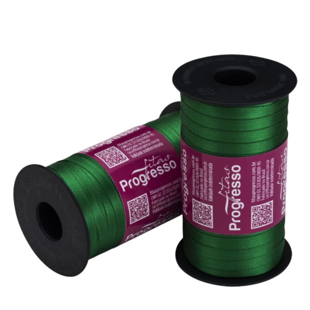 1~4 Fita de Cetim Verde Bandeira 100 Metros 7Mm - Cód-217(CHOCO)