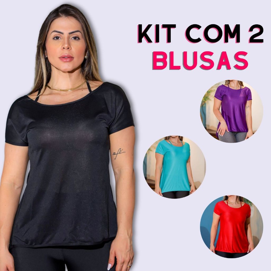 Kit 2 Blusas Alongada para Academia Dry Fit Fresco Confortável Feminina Soltinha Básica Envio Rápido