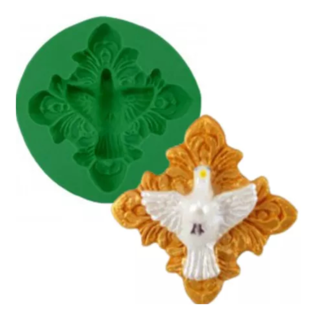 Forma Molde Silicone Sabonete Vela Biscuit Resina - Pomba Divino Esplendor