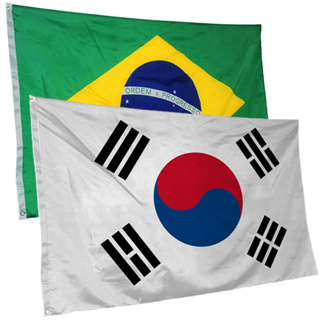 Bandeira da Coreia do Sul + do Brasil 145cm x 90cm da Marca Suarez Bandeiras - Cores Nítidas Com ilhós em Oferta na Shopee