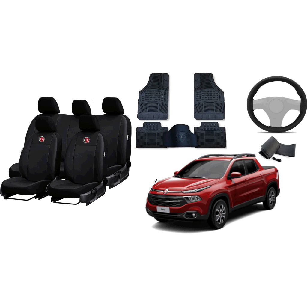 Capa de couro + Tapete 5 peças + Capa de volante - fiat toro 16-23